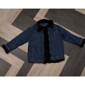 XL Dennis Basso Denim Jacket with Faux Fur Trim